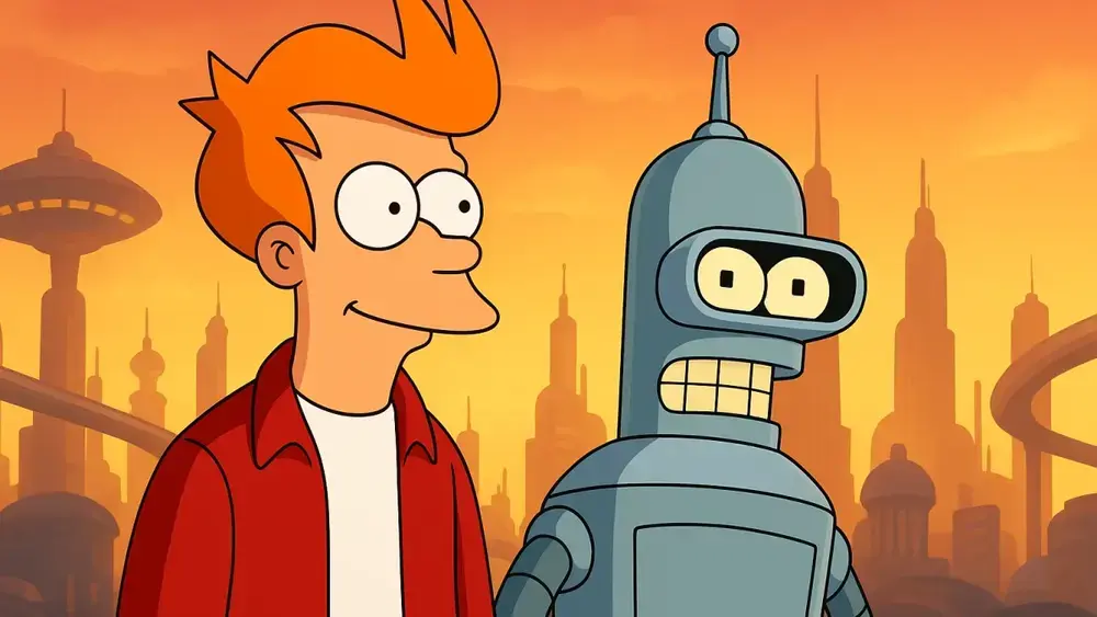 Futurama (1999): Fry e Bender em uma aventura no futuro!